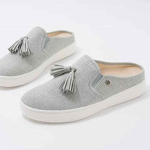 Spenco | 7D Celine Gray Textured Rafia Orthotic Clogs Slip On Shoes - Picture 12 of 13